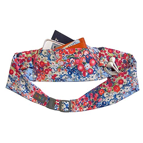 BANDI Running Belt for Women & Men – USA Made No-Bounce Adjustable Waist Pack & Secure Fanny Pack – Fits All Phones, Gels & Essentials – Zipper-Free, Medical Device Friendly - color: Poppies
