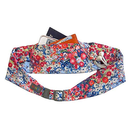 BANDI Running Belt for Women & Men – USA Made No-Bounce Adjustable Waist Pack & Secure Fanny Pack – Fits All Phones, Gels & Essentials – Zipper-Free, Medical Device Friendly - color: Poppies