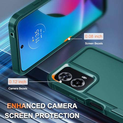 for Motorola Moto G Power 5G 2024 Case, Full Body Heavy Duty Rugged Shockproof Protective Phone Cover with Lanyard Strap, Tempered Glass Screen Protector,Dark Green | with Tempered Glass Screen Protector+Lanyard Strap,Rugged Shockproof Protective Phone Ca