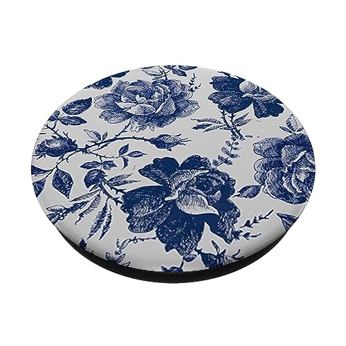 Rose to Fame Blue & White Rose PopSockets Adhesive PopGrip - style: Adhesive PopGrip