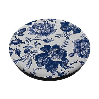 Rose to Fame Blue & White Rose PopSockets Adhesive PopGrip - style: Adhesive PopGrip