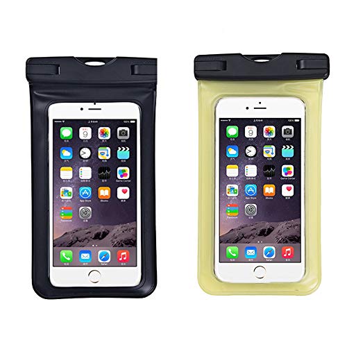 Upgraded Universal Waterproof Case, 2 Pack Waterproof Phone Pouch Dry Bag Compatible Within 6.5 inch Phone (Black & Yellow) - color: Black&Yellow