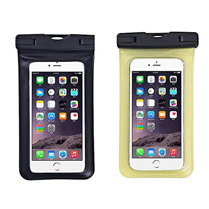 Upgraded Universal Waterproof Case, 2 Pack Waterproof Phone Pouch Dry Bag Compatible Within 6.5 inch Phone (Black & Yellow) - color: Black&Yellow