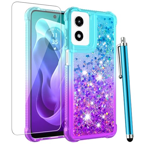 for Moto G Play 2024 Case with Screen Protector, Blue Purple - color: Blue and Purple Color