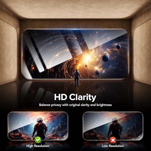 3 Pack Privacy Screen Protector for iPhone 15 Pro, [One-Pull Installation] Military-Grade Shatterproof & Ultra Durable 9H Hardness, Anti-Spy Tempered Glass, Bubble-Free, Case Friendly - size: iPhone 15 Pro