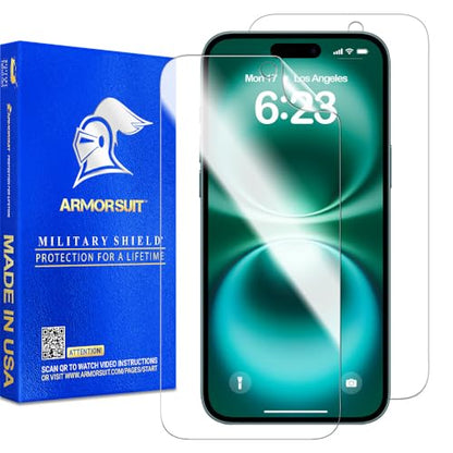 ArmorSuit 3 Pack for iPhone 16 Screen Protector Case Friendly MilitaryShield HD Clear Film - Made in USA - size: iPhone 16 6.1" Case Friendly