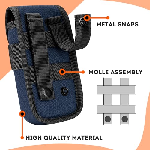 Tactical Phone Holster Pouch Case, Molle Gadget Bag Molle Attachment Belt Holder Waist Bag for 4.7"-6.9" with US Flag Patch for iPhone 18 Pro Max/17 Pro/16 Pro/15 Pro - color: Deep Blue