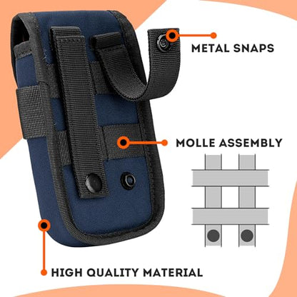 2 Pack Tactical Phone Holster Pouch, Smartphone Pouch Case Molle Attachment Belt Holder for 4.7"-6.9" Phone with US Flag Patch for iPhone 18 Pro Max/17/16/15/14 Pro Max - color: Deep Blue
