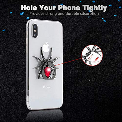 Allengel Phone Ring Holder Stand, 360 Degree Rotation Universal Spider Finger Kickstand with Polished Metal Phone Grip for Cell Phone, Red - color: Red