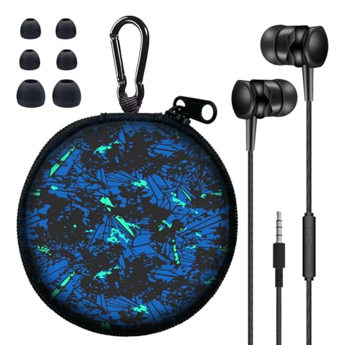 Teens Wired Earbuds with Case, 3.5mm Headphones for School, Classic Blue - color: Classic Blue