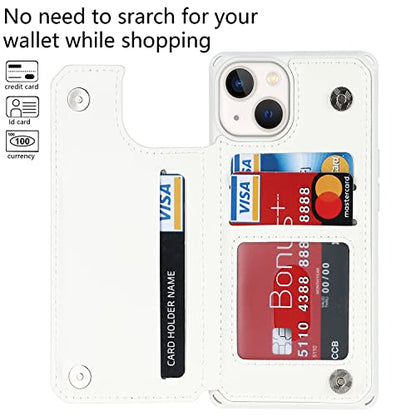 Cavor for iPhone 14 Wallet Case with Card Holder, White - color: C-White