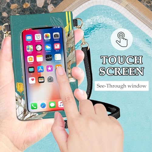 Small Crossbody Bags for Women Touchscreen Cell Phone Bag Cross Body Purses with adjustable Strap,Gifts For Teenage Girls - color: The Hidden Cat & Flower