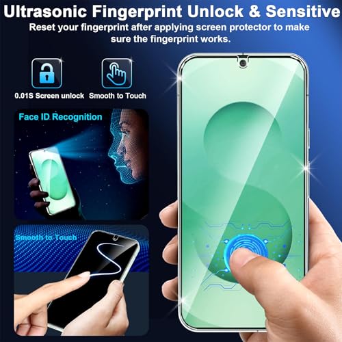 3 Pack for Samsung Galaxy S26 Screen Protector Tempered Glass + 3 Pack Camera Lens Protector, Military Grade Shatterproof, 9H Hardness, Fingerprint Unlock, HD Clear Case Friendly 6.3 Inch