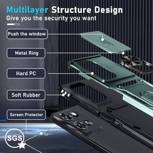 for Moto G Power 5G 2026/2025 Case Built in Slide Camera Cover Dark Green - color: Dark Green, size: Moto G Power 5G(2025)