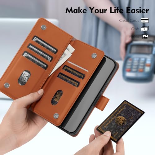 Shieldtop Compatible with Google Pixel 10a Wallet Case with Card Holder,Women Men RFID Blocking PU Leather Phone Case Flip Shockproof TPU Protective Cover Kickstand Credit Card Slots,Light Brown - color: Light Brown, size: Pixel 10a - 6.3"