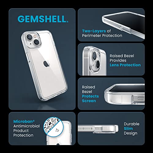 Speck Clear iPhone 14 & iPhone 13 Case - Drop Protection, Scratch Resistant & Anti-Yellowing Dual Layer Case for iPhone 14 & iPhone 13 Case for 6.1 inch Model - GemShell - color: Clear/Clear