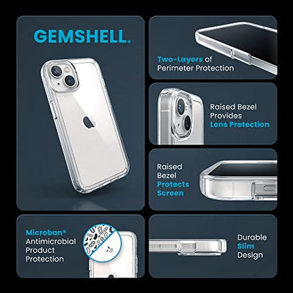 Speck Clear iPhone 14 & iPhone 13 Case - Drop Protection, Scratch Resistant & Anti-Yellowing Dual Layer Case for iPhone 14 & iPhone 13 Case for 6.1 inch Model - GemShell - color: Clear/Clear