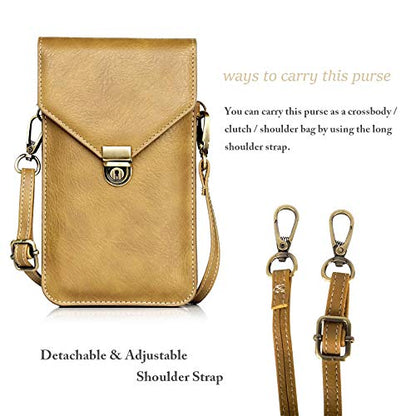 Small Cell Phone Purse, Synthetic Leather Crossbody Bag Dual Pockets Card Holder Neck Pouch with Adjustable Strap for iPhone X Xr 8 7 6s Plus, Galaxy S10 S9 S8 Plus, LG G8 ThinQ, Beige - color: 02 Beige