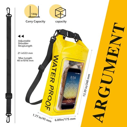 IP68 Waterproof Dry Bag, 2L - Roll Top Waterproof Pool Bag，dry bags for kayaking waterproof-w/Phone Pouch,Large Waterproof Phone Pouch,Boating & Kayak Accessories camping (yellow) - color: yellow
