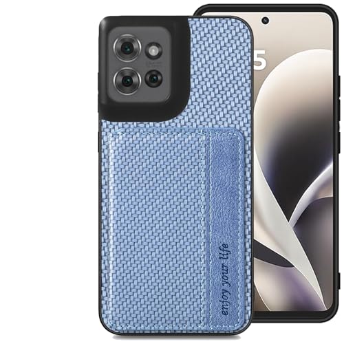 FFutanwei for Motorola Moto G Power 2026 Case Wallet with Card Holder Blue | Shockproof Protective Phone Cases Cover, Carbon Fiber Pattern Design, Built-in 2 Credit Card Slots, Hidden Magnetic Closure - color: Blue