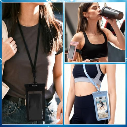 2-in-1 Floating Waterproof Phone Pouch & Detachable Armband, IPX8 Certified Dry Bag with Lanyard, Universal Protector for iPhone 17-11 Pro Max Plus Air & Galaxy S25/S24.Black - color: Black
