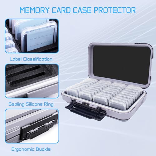 36-Slot SD Card Holder, Gray Memory Card Case with 36 Card Cases - color: Gray