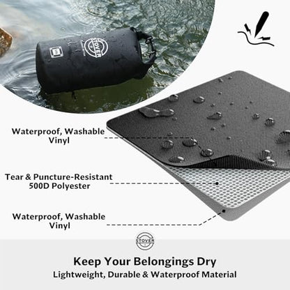 STOVER 5/10/25/30/40L Waterproof Dry Bag, Medium Lightweight Roll Top Dry Bag Backpack w/Waterproof Phone Case, Kayaking, Travel, Hiking, Fishing, Tubing, Camping, the Beach, Men/Women (Black) - color: 5/10l Black, size: 10L