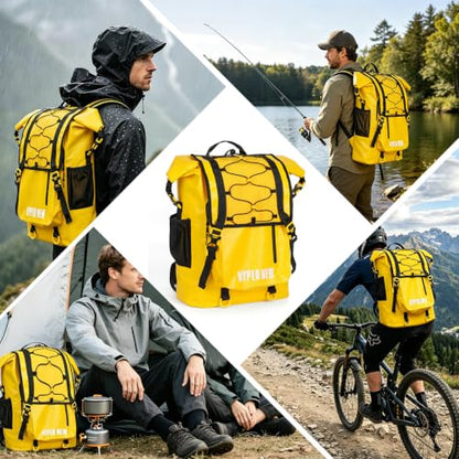 Waterproof Dry Bag Backpack 30L,Dry Backpack for Men Women Adults Teens, Kayaking Boating Hiking Camping Rafting Fishing Travel Outdoor Enthusiasts - color: Yellow