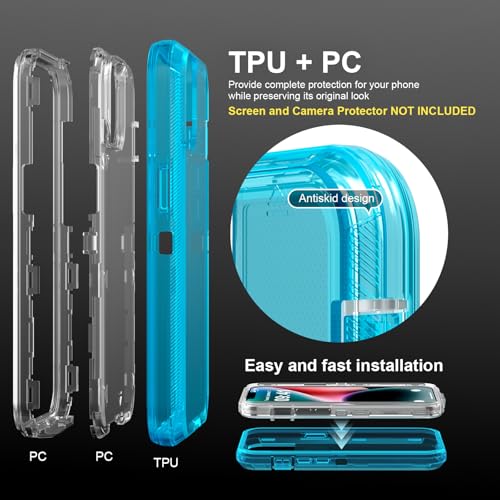 Follaroma for iPhone 13 Case, Heavy Duty Shockproof Protection Phone Cases, Anti-Drop, Dual Layer Transparent Protective Cover Compatible with iPhone 13, 6.1 inch, Crystal Blue - color: Blue, size: iPhone 13 6.1’