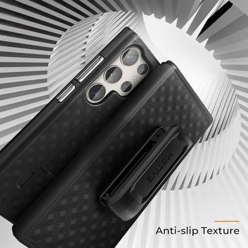MOTIVE for Samsung Galaxy s24 Ultra Case with Belt Clip, Kickstand | 6.8" | Ranger v1 Series, Black, 360° holster, open-top/bottom port access, grip, slim - size: S24 Ultra