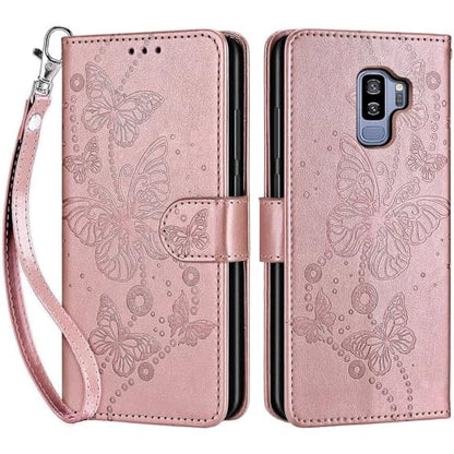 for Samsung Galaxy S9 Plus Wallet case, Rose Gold-Butterfly | 3 Card Holders, Kickstand, Shockproof TPU Shell, PU Leather, Magnetic Closure, Protective Flip Folio Cover, Women - color: 6