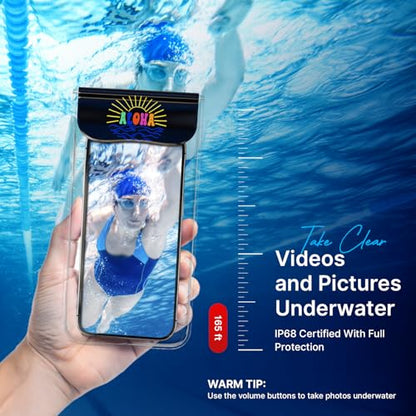 C&K GLOBAL Korean IP68 Waterproof Phone Pouch - Aloha-Inspired Dry Bag Case for iPhone 17 16 15 14 Pro & Galaxy S26 S25 S24 - Made in Korea, Universal Waterproof Case with Detachable Lanyard (Black) - color: Black