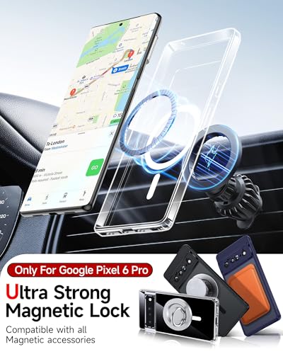 LeYi for Pixel-6-Pro Case: Google Pixel 6 Pro Case [MagSafe Fit], Magnetic with Raised Camera Guard, [Anti-Yellowing] Slim Shockproof Protective Funda para Googlr 6Pro 256GB Smartphone Android, Clear - color: Clear, size: Pixel 6 Pro (6.7 Inch)