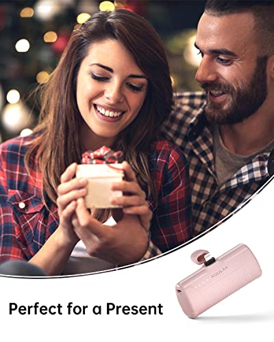 Kuulaa Portable Phone Charger, Small Power Bank 4500mAh Mini Power Bank for iPhone Cute Battery Pack Backup Charger Travel Compatible with iPhone 14/13/12/11/XS/XR (Pink) - color: Pink
