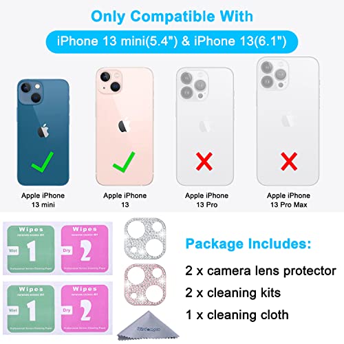 Wisdompro [2 Pack] Bling Camera Lens Protector for iPhone 13/iPhone 13 Mini - size: for iPhone 13 & 13 Mini