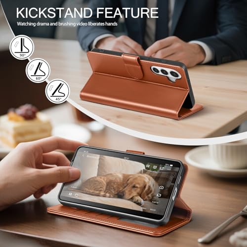 Compatible with Samsung Galaxy S26 Case Wallet with Card Holder [4 Card Slot] Women Men,RFID Blocking PU Leather Phone Case Flip Protector Cover Credit Card Slot Kickstand,Light Brown - color: Light Brown, size: Samsung Galaxy S26 - 6.3"