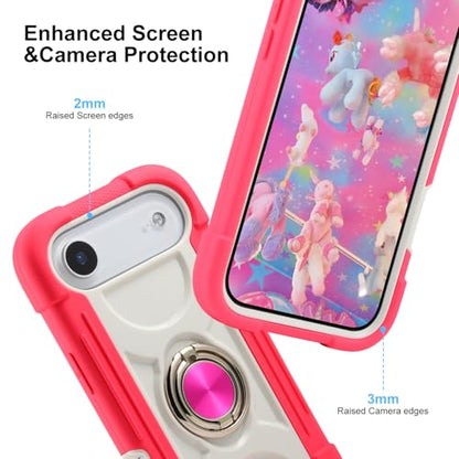 MARKILL Compatible with iPhone Air Case 6.5 Inch 2025 with 360 Degree Rotate Ring Stand, Military Grade Drop Protection Full Body Rugged Protective Case Kids Hot Pink - color: Hot Pink, size: iPhone Air 6.5"