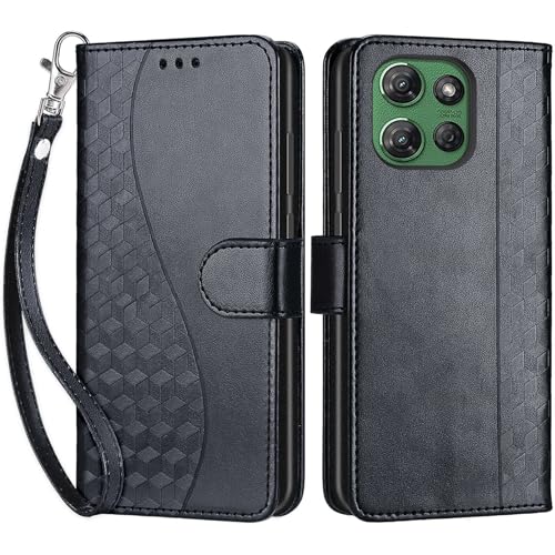 Wallet Case for Motorola Moto G Power 2025/2026, Black | Women Flip Folio Cover, Embossed PU Leather, Stand, Credit Card Holders Slots, Wrist Strap - color: 3