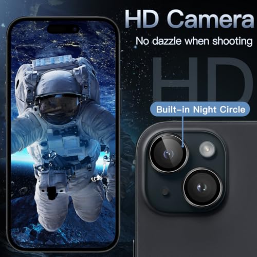 JETech Camera Lens Protector for iPhone 15/15 Plus, Midnight, 1 Set - color: Midnight
