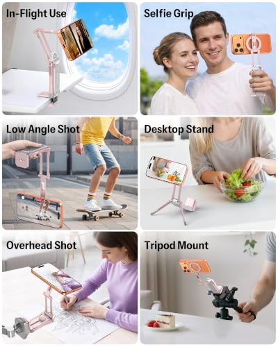 OMOTON TP02-Pro Magnetic Phone Holder for Vlogging, Content Creator Essentials with 1/4" Screw, Arca (7-Pink) - color: 7-Pink