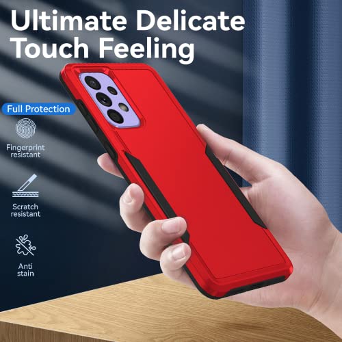 for Samsung A53 5G Case, Galaxy A53 5G Case with Screen Protector,Full Body Protection Durable Rubber Cover Phone Case for Samsung Galaxy A53 5G,Red - color: 2 Red
