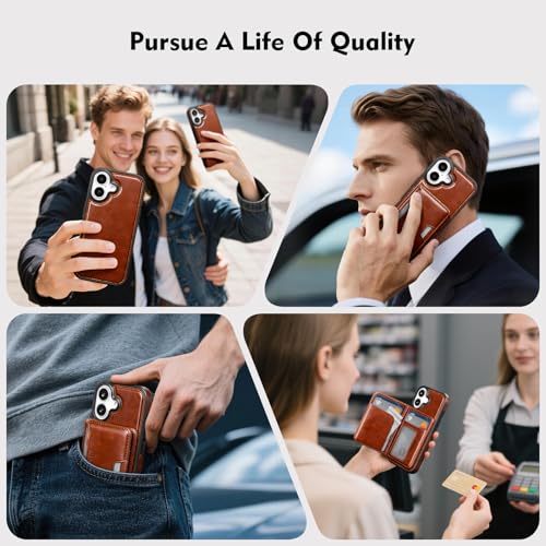 Antsturdy Compatible with MagSafe iPhone 17 Wallet Case,Brown | 2 in 1 Detachable Magnetic,Credit Card Holder Slots,RFID Blocking,PU Leather,Kickstand,Flip Folio Phone Cover for Men & Women - color: Brown, size: iPhone 17 - 6.3"