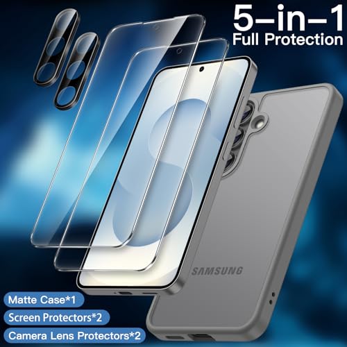 JETech 5 in 1 Matte Case for Samsung Galaxy S25, Silver Shadow - color: Silver Shadow, size: S25