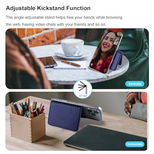 Bocasal for MagSafe Card Wallet for iPhone, Carbon Fiber Blue - color: Carbon Fiber Blue