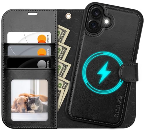 OCASE for iPhone 17 Detachable Wallet Case with Card Holder, 2 in 1 PU Leather Flip Folio with RFID Blocking Stand Wrist Strap Shockproof Phone Cover 6.3 Inch 2025, Black - color: Black, size: iPhone 17