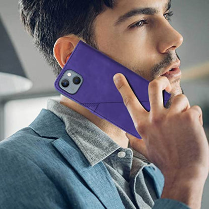 Wallet Case with Wrist Strap for iPhone 13/14 (Purple) | Card Holder Slots, PU Leather, TPU Interior Protective, Stand, Folio Flip Cases Cover, 13/14 Phone 6.1 inch - color: Purple