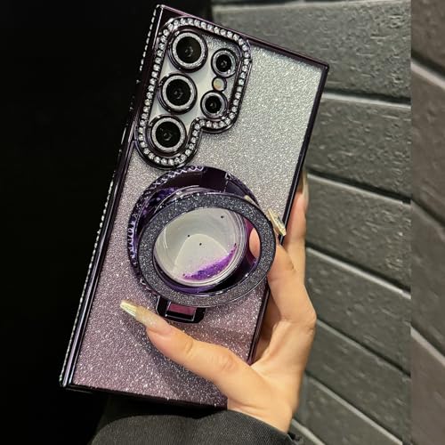 Changjia for Samsung Galaxy S26 Ultra Glitter Kickstand Case,Cute Bling Sparkly Diamond Rhinestone with Camera Lens Protector Liquid Ring Stand Women Girls Clear Phone Case for Galaxy S26 Ultra,Purple - color: Purple