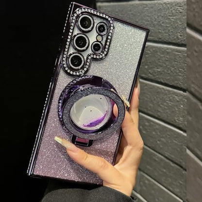 Changjia for Samsung Galaxy S26 Ultra Glitter Kickstand Case,Cute Bling Sparkly Diamond Rhinestone with Camera Lens Protector Liquid Ring Stand Women Girls Clear Phone Case for Galaxy S26 Ultra,Purple - color: Purple
