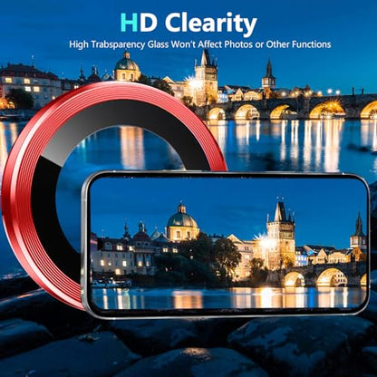 Zeking (2 Set) for Motorola Razr 60/ Razr 2025 Camera Lens Protector, Scratch-Resistant HD Clarity Ultra-Thin 9H Tempered Glass with Aluminum Edging, Individual Metal Lens Cover (Red) - color: Red