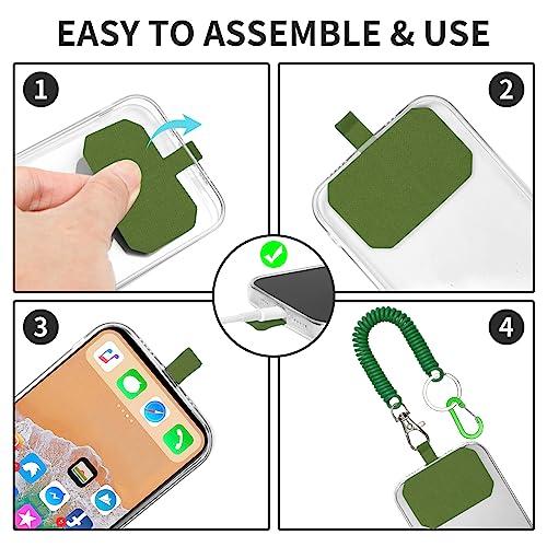 HOTEMIA Phone Tether Lanyard Anti Theft Phone Strap with Carabiner Anti-Drop Outdoor Skiing Hiking Cycling Fishing Climbing fit iPhone and Most Cell Phone (Black+Green) - color: Black+Green